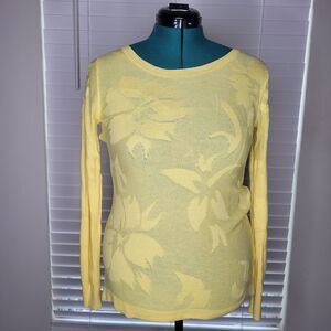 Soft Surroundings Garden‎ Wall Pointelle Jacquard Floral Sweater Size Small